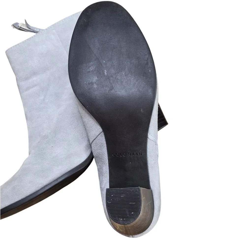 Cole Haan Gray Suede Block Heel Ankle Boots Women's‎ Size 7.5 B